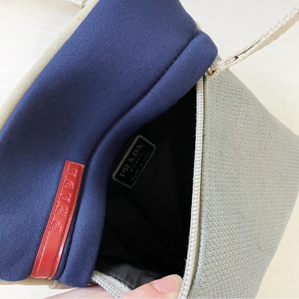 Prada gray and blue neoprene blue mesh small crossbody sport bag - Picture 5 of 9